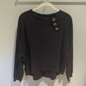 We the free long sleeved black top with button detail EUC
